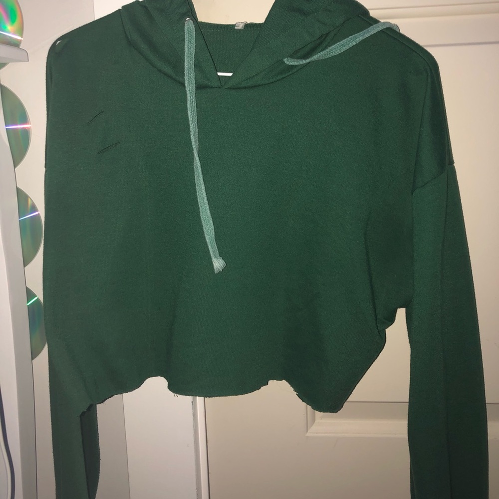 Green Cropped Hoodie
